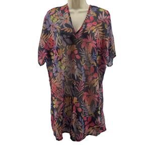 Lascana Tropical Print V-Neck Cover Up Womens Size 6
